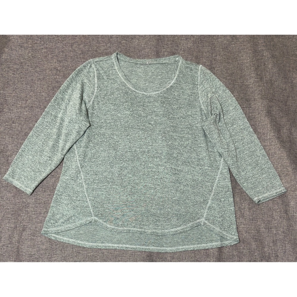 Cuddl Duds Womens 3XL Top Green Long Sleeve Scoop Neck Soft Knit